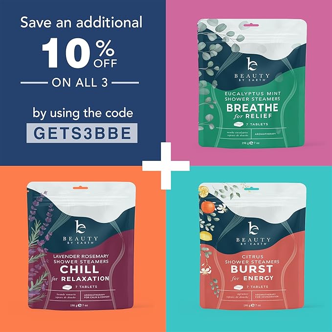 Shower Steamers Aromatherapy - USA Made with Natural Ingredients & Citrus Essential Oil, Long Lasting Shower Bombs for Energy Boost, Gift Set for Women & Men, Spa Gifts & Shower Accessories