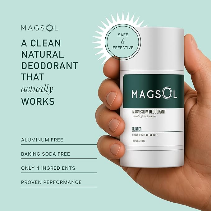 MAGSOL Natural Deodorant for Men & Women | Aluminum Free Deodorant | Gentle on Skin with Sweet Almond Oil & Beeswax | Baking Soda Free | Paraben & Pthalate Free | Hunter