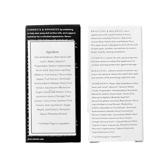 Naked & Thriving Wrinkle-Fighter Set, Includes Renew Resurfacing Night Serum (30 mL) & Illuminate C+ Serum (30 mL), Clinical Results, Dermatologist Loved, Hylauronic Acid & Bakuchiol (Set of 2)