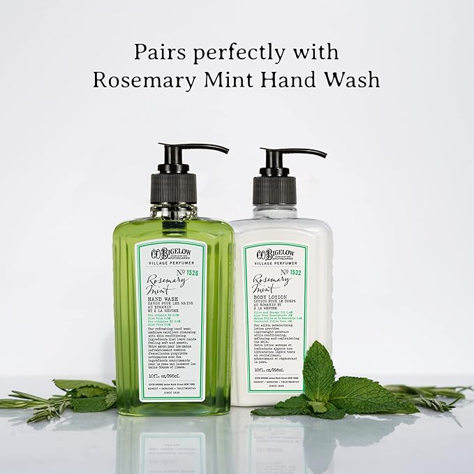 C.O. Bigelow Rosemary Mint Apothecary Duo Hand Care Gift Set, Hand Wash & Body Lotion, Liquid Soap & Moisturizing Lotion, Set of 2, 10 Fl Oz