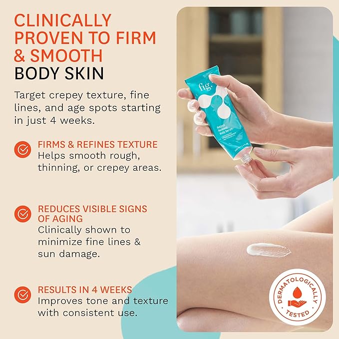 Fig.1 Retinol Body Serum – Advanced Skin Booster for Crepey Skin, Stretch Marks, Anti-Aging & Dark Spots – Glowing, Non-Greasy Retinoid Treatment with Niacinamide, Vitamin C & Retinol – 3.4 oz
