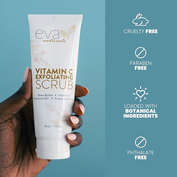 Eva Naturals Vitamin C Facial Scrub - Cleanse and Clear Face, Exfoliating Wash