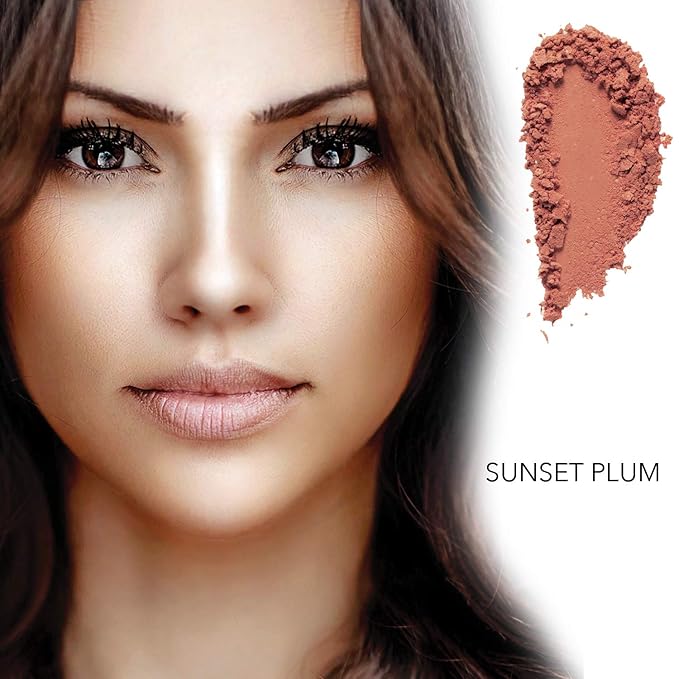 Bellaterra Cosmetics Mineral Loose Blush - Contouring, Long Lasting, Illuminating in 5 Shades for All Skin Types. (SUNSET PLUM, 9g)