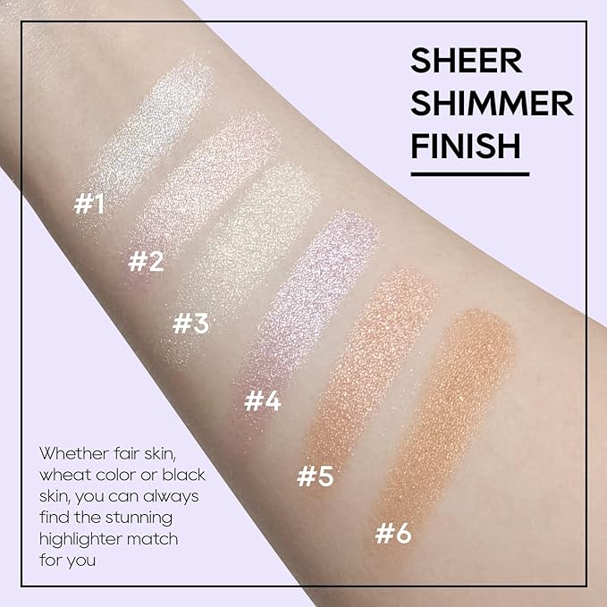 Baked Highlighter Powder Palette, Makeup Highlighter Powder Palette Sheer Shimmering Finish Face Highlighters Makeup Iluminadores de Maquillaje #05 Gold Brown