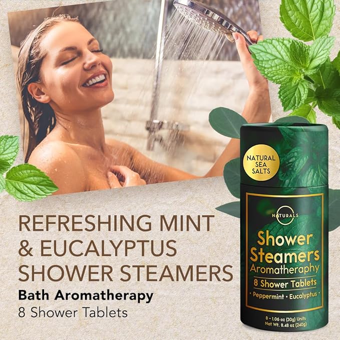 Shower Steamers Aromatherapy - Birthday Gifts for Women - Shower Bombs Aromatherapy, Spa Day Essentials, Relaxation Spa Gifts - Self Care Unique Gifts for Women and Men (Peppermint & Menthol 8 Count)