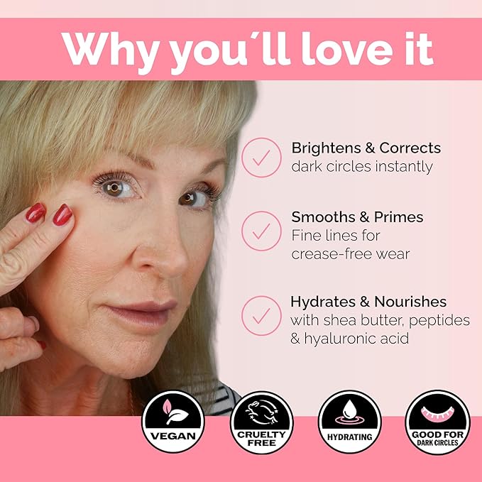 Elizabeth Mott Thank Me Later Under Eye Brightener & Primer – Hydrating Color Corrector for Dark Circles – Lightweight Concealer Base for Mature Skin, Medium Shade 5ml