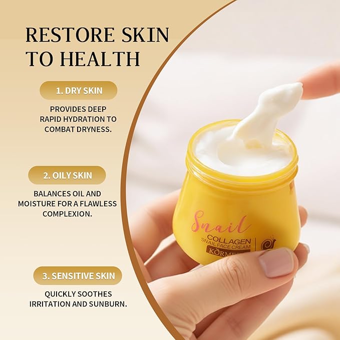 Snail Collagen Face Cream,Collagen Hydrating Anti-Wrinkle and Rejuvenating Cream,Snail Collagen Moisturizer Face Rejuvenation Cream for Women,All Skin Types(2PCS)