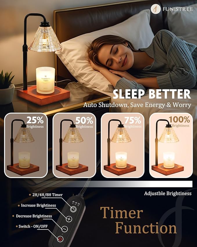 Vintage Candle Warmer Lamp with Timer Dimmer, Adjustable Height, House Warming Christmas Birthday Gifts for Women Mom, White Candle Lamp Warmer, Wax Warmer Lamp for Jar Candles with 2 Bulbs