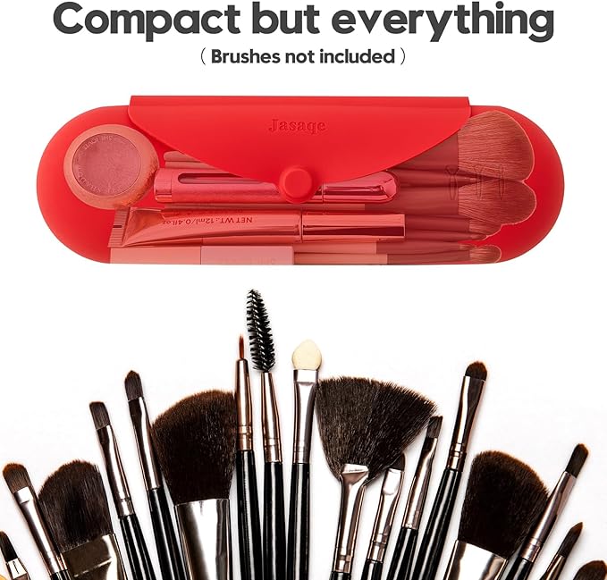 Silicone Makeup Brush Holder，Travel Makeup bag-Soft Portable Cosmetic Face Brushes Holder，Large Travel Makeup Brush Case with Anti-Fall Out Magnetic Closure