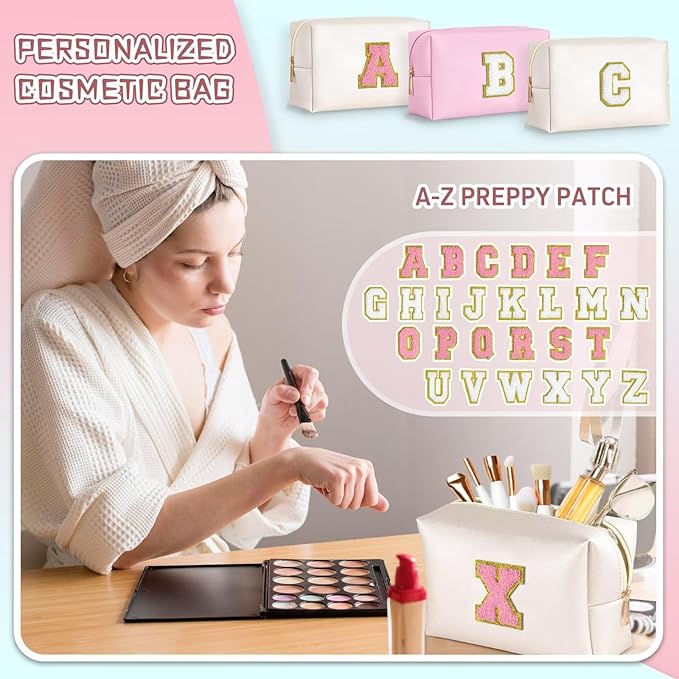 TOPEAST Airplane Travel Essentials - Travel Makeup Bag, Travel Essentials for Women White Small Makeup Bag Travel Cosmetic Bags for Women Travel Toiletry Bag (Pearly White C)