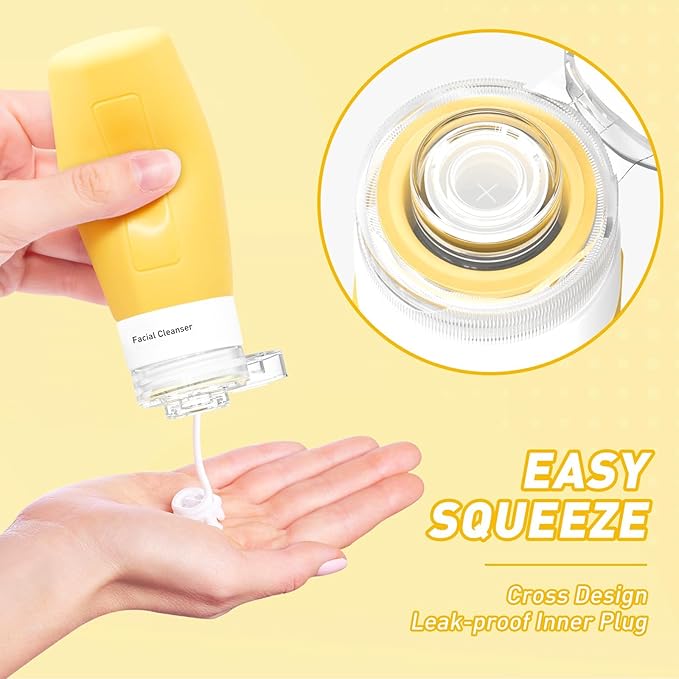 Redfly Travel Bottles for Toiletries, 3oz Tsa Approved Travel Size Containers, BPA Free Leak Proof Squeezable Containers for Toiletries, Silicone Refillable Essentials for Shampoo Conditioner Colorful