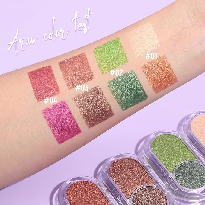 Brownish Red Brown Shimmer Eyeshadow Double Colors Palette, High Pigment Eye Shadow Powder, Blendable Smooth and Texture Waterproof, Smudge-proof, Durable and Long-lasting Makeup Palette 03#