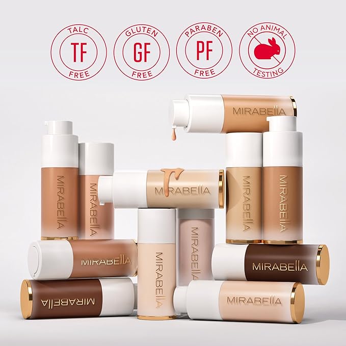 Mirabella Invincible For All HD Liquid Foundation - Anti-Aging Full Coverage Liquid Face Makeup - Moisturizing, Hydrating & Lightweight Foundation for All Skin Types (Medium M140)