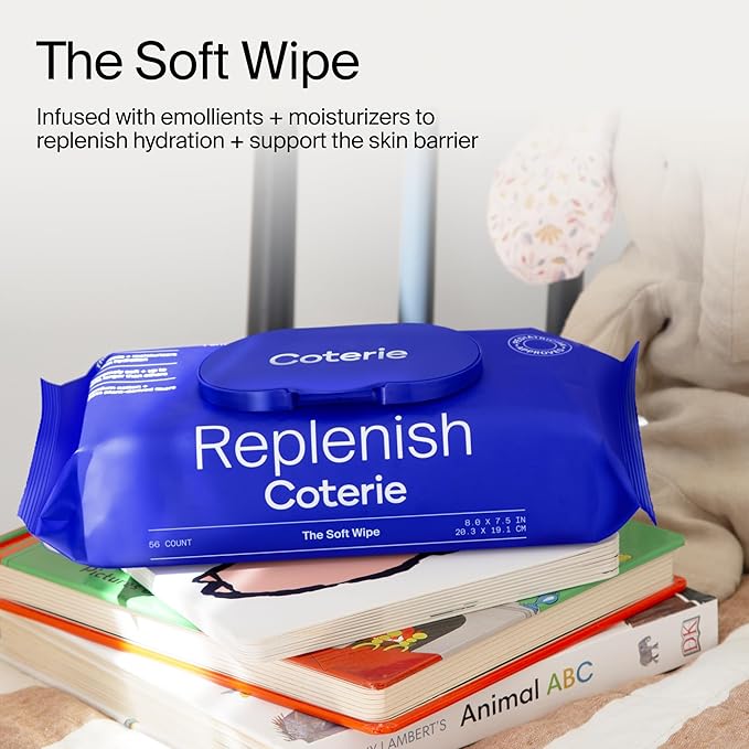 Coterie Baby Soft Wipe for Sensitive Skin, Hydrating Moisturizers and Emollients, Made with Cotton, Plant-Based & Plastic-Free Fibers, Hypoallergenic, Clean Gentle Baby Essentials, 16 Pack, 896 Count