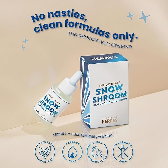 All Natural, Vegan Tremella Hyaluronic Acid Serum by Handmade Heroes, Deep Multi Layered Hydration, Moisturize, Plump Skin, Reduce Wrinkles. Fragrance Free