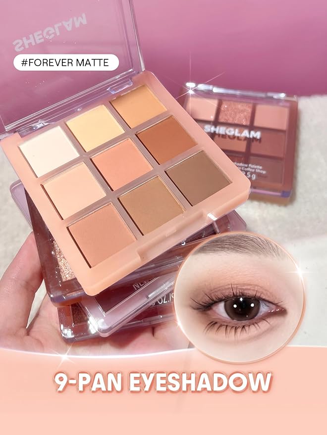 SHEGLAM Eyeshadow Palette 9-Color Ultra-pigmented Shimmer & Matte Shades, Vegan & Cruelty-free-Forever Matte