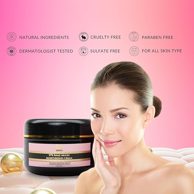 Snail Mucin 97% Daily Face Moisturizer Cream 100ML, Hydrate, Repair & Glow, Korean Moisturizer for Smooth, Healthy Skin