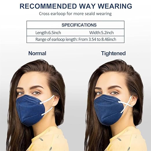 KN95 Face Masks 100 PCS, 5-Ply KN95 Dusty Blue Masks,Breathable Protection Masks, Individually Wrapped, Cup Dust Safety Mask