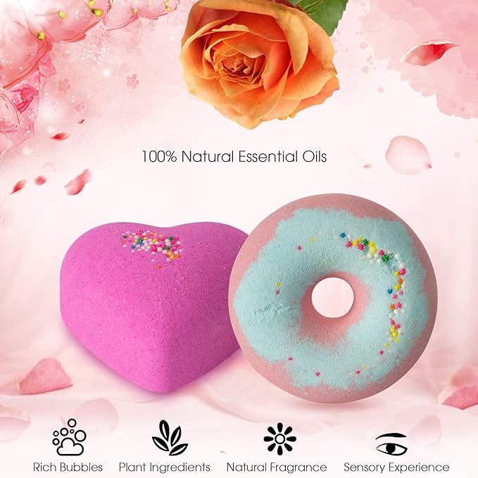Bath Bombs,10 Natural Bath Bomb Gift Set, Organic Bubble Bath Bombs, Shea Butter Dry Skin Moisturize, Fizzy Spa Bath for Her Mom Women Kids Girls Girlfriend, Mothers Day Birthday