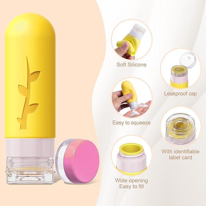 18pack Travel Bottles for Toiletries:Silicone TSA Approved-Containers for Toiletries,Leak Proof Refillable Liqus Shampoo And Conditioner Essentials toiletry Bottles