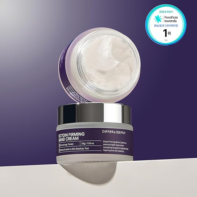 Differ & Deeper Ectoin Firming Band Cream – Wrinkle Care & Lifting Cream with Ectoin Complex, 6 Peptides & Heating System for Hydration, Elasticity & Firm Skin – Korean Skincare