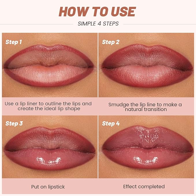 2Pcs Lipstick and Lip Liner Combo, Lip Liner and Lip Gloss Kit for Women, Matte Lip Pencil and Smooth Hydrating Lipstick with Sharpener, Non-Stick Lip Makeup Set