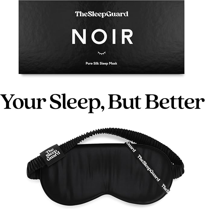 TheSleepGuard Pure Silk Sleep Mask [100% 6A Mulberry Silk, 22 Momme] Light Blocking Travel Essentials. Eye Masks for Sleeping. Black Oeko-Tex Blindfold. Eye Covers for Men & Women
