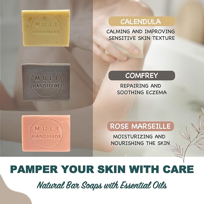 Natural Handemade Bar Soap for Men and Women with Essential oils, Scented Bar Soaps for Bath, Fragrance Regular Use Gift Set (Pack of 2) Lavender