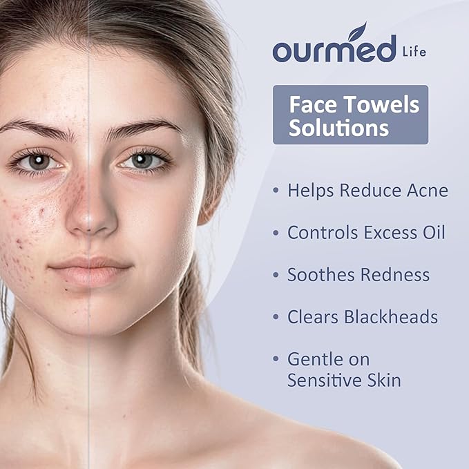 Ourmed Life Face Towels - Versatile Disposable Biodegradable Cloths for Sensitive Skin | Lint-Free Facial Towel for Cleansing, Skincare, Makeup Removal & Dry Wipes, 480 Count