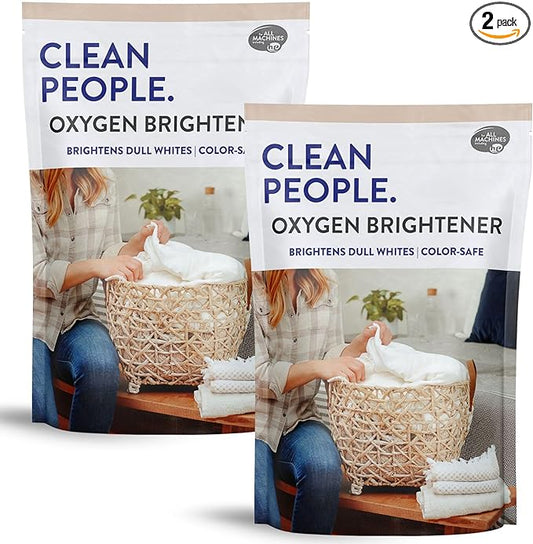 The Clean People Oxygen Brightener Stain Remover | Bleach Alternative, Simple Ingredients, Brightens Dull Whites AND Colors | 79 oz 2 Pack