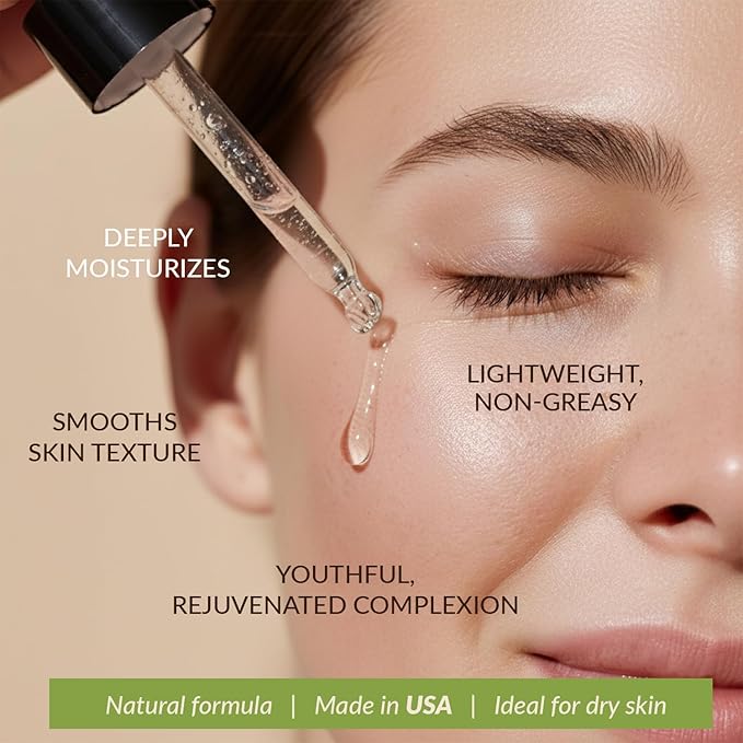 Hyaluronic Acid Serum for Face - USA Made with Natural & Organic Ingredients, Hydrating Anti Aging Face Serum, Softens and Smoothes Dry & Sensitive Skin, Fragrance Free Day & Night Facial Serum