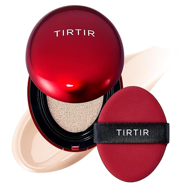 TIRTIR Mask Fit Red Cushion Foundation | Full coverage, Weightless, Skin fit, Satin Glow Finish, Korean Makeup, beauty, Tattoo cover up, Buildable (#15C Fair Porcelain, 0.63 Fl Oz)