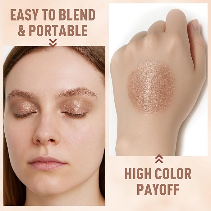 FV Cream Shimmer Eyeshadow Stick，Long Lasting & Waterproof, Multi-Use & High Pigment Eyeshadow Makeup Stick, Champagne Shimmer