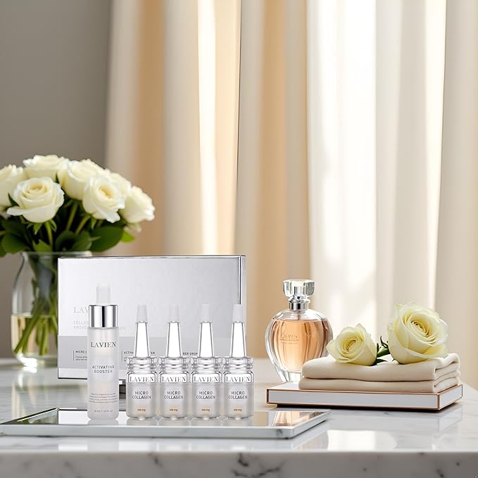 LAVIEN Collagen Professional Program - Skincare Set, Micro Collagen and Activating Booster - Ceramide, Elastin, and Hyaluronic Acid, Suitable for All Skin Types - 30 ml Booster Bottle, 4-200 mg