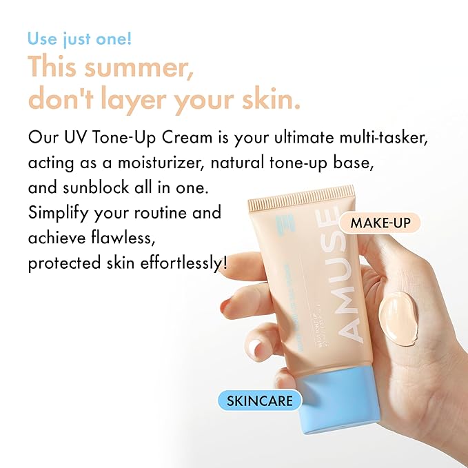 Amuse SEOUL 365 Vegan Beige tone Up Cream | Summer Foundation, Base-skip Tone Up, Beige Color, Natural Coverage, Lightweight, Non-Sticky Facial Lotion, Glow Finish (40ml)