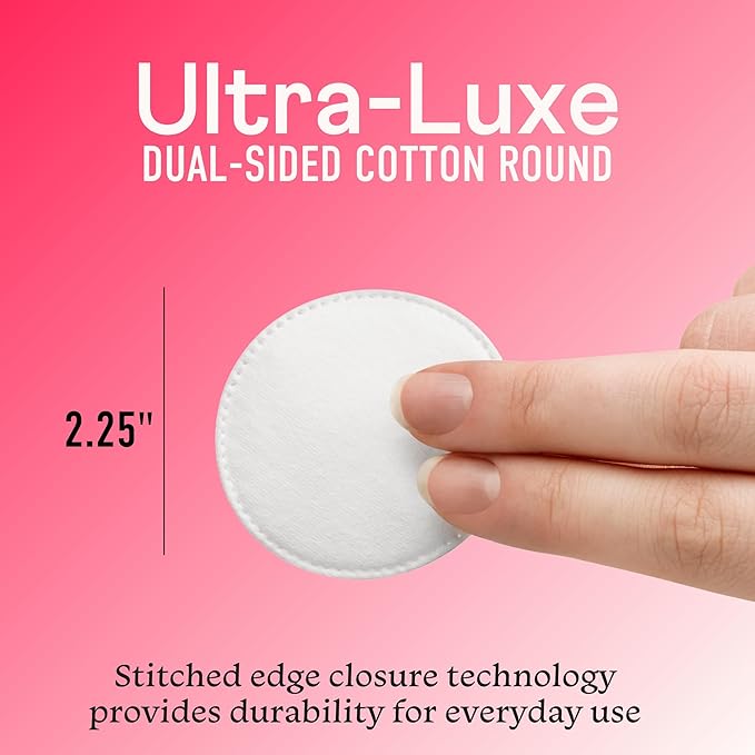 Swisspers Smooth Moves Ultra-Luxe Premium Cotton Rounds, Hypoallergenic Makeup Remover Pads for Sensitive Skin, USA Made, Vegan, Lint-Free, Paraben Free, 100 Count