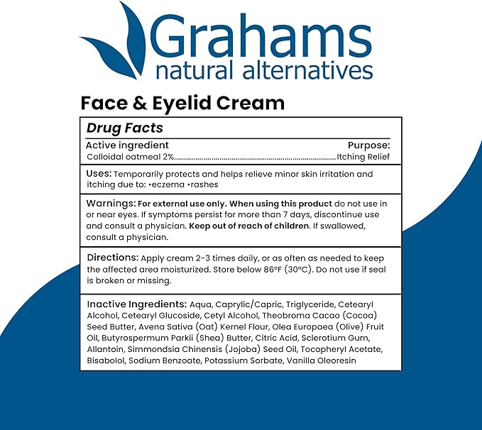 Grahams Natural Face & Eyelid Eczema Relief Kit - Treatment for Dry Skin, Eczema, Perioral & Seborrheic Dermatitis | Itch Relief - Moisturizing Face Cream (1.76 fl oz) + Eyelid Oil (1.69 fl oz)