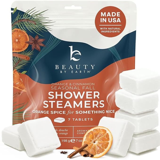 Shower Steamers Aromatherapy - USA Made with Natural Ingredients, Fall Relaxation Gifts for Women & Men, Self Care Spa Day Essentials, Large Shower Tablets with Orange & Fir Essential Oil