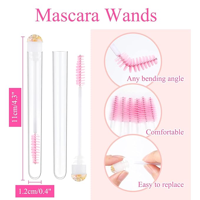 20pcs Eyelash brush Lash Wand Makeup tool Eyelash Extension supplies Cleaning brush Diamond Mascara foil pink