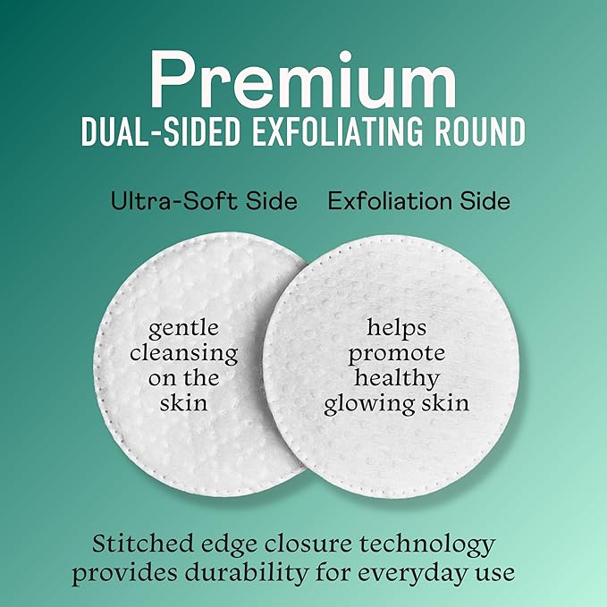 Swisspers Premium Exfoliating Cotton Rounds – 80 Count (Pack of 3) – 100% Pure Cotton, Dual-Sided Surface Pads for Gentle Exfoliation, Optimal Cleansing and Makeup Removal