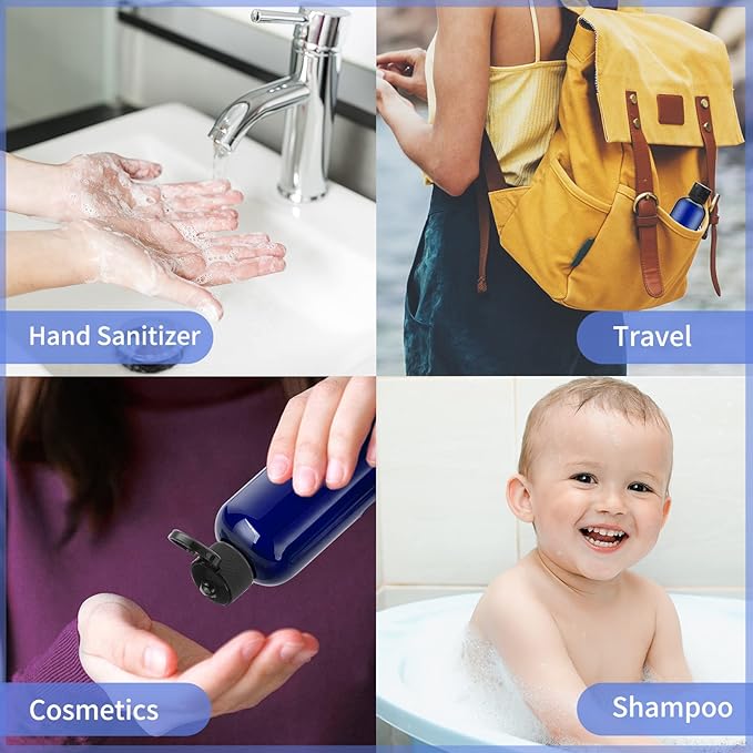 LISAPACK 3.4 oz Travel Bottles for Toiletries, Plastic Travel Size Containers for Shampoo Conditioner TSA Approved, Empty Small Squeeze for Lotion, Leak Proof Mini Liquid Tube for Refillable Blue