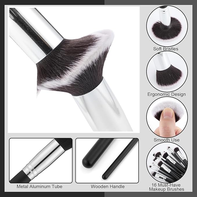 39Pcs Makeup Brush Set, Professional Makeup Brushes with Makeup Sponge, Makeup Storage Bag, Cleaning Tools, Powder Puff for Girl,Women