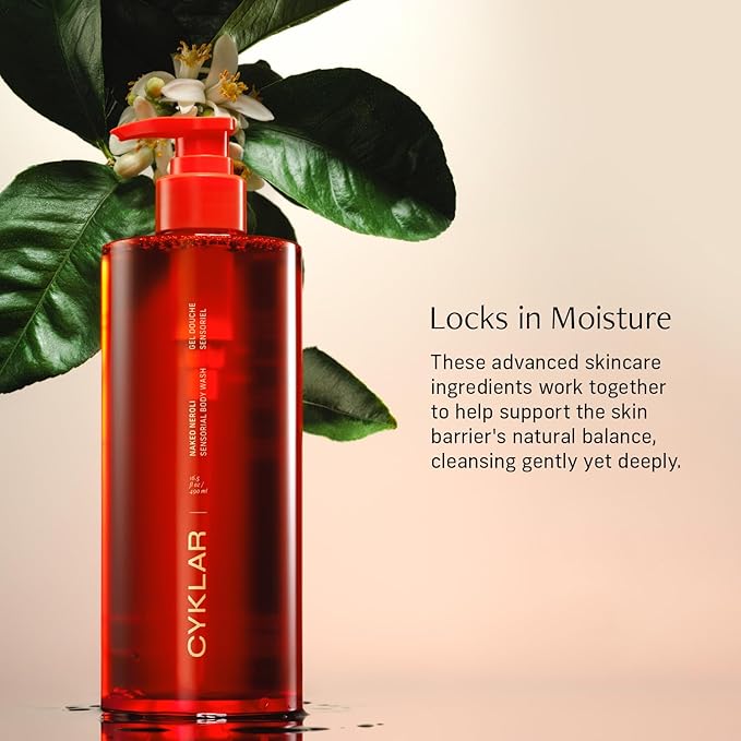 CYKLAR Sensorial Body Wash. Naked Neroli Hydrating Cleanser with Moisture Locking Multi-Oil Complex, Sodium PCA and Glycerin. Nourishing Shower Gel for Women and Men, 16.5 Fl Oz Luxury Bodywash