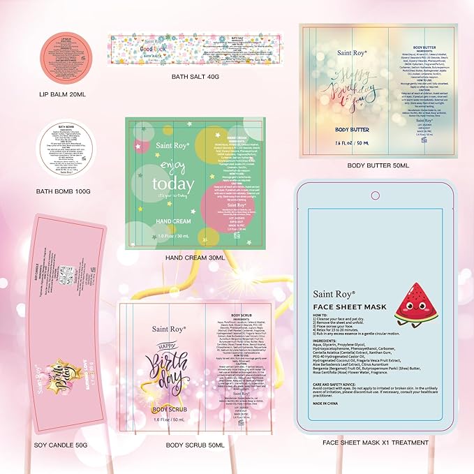 Birthday Gifts for Teens Birthday Gifts for Women Happy Birthday Surprise Box, 15pcs Luxury Spa Gifts, Gift Box for Teen Girls Unique Hand Cream, Diy Nails Set, Skin Care Gift Sets for Women, Daughter