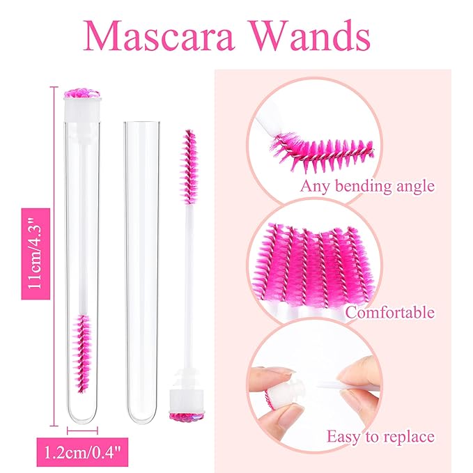 20pcs Lash brush tube Mascara spoolie Lash tubes Mascara wand tube Makeup diamond brushscale d pink