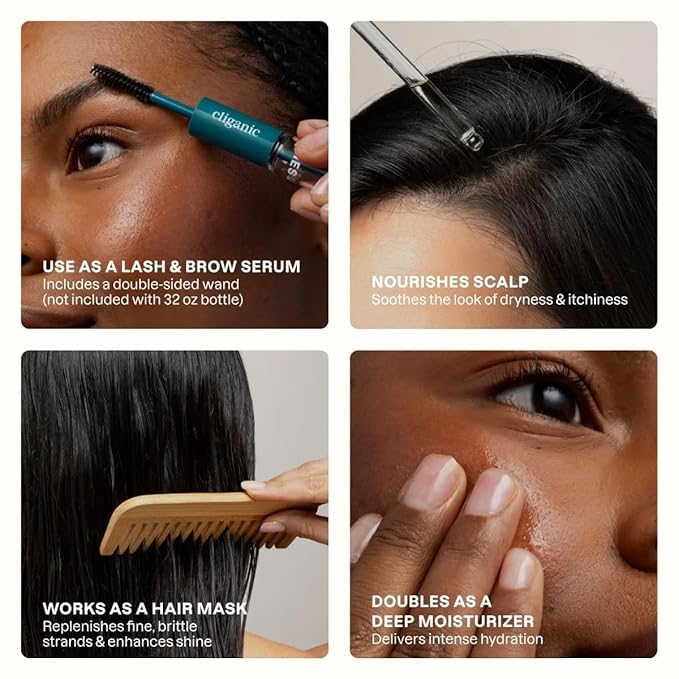 Cliganic Organic Castor Oil, 100% Pure - For Hair, Skin, Face, Eyelashes & Eyebrows | Natural Cold Pressed Unrefined Hexane-Free (8oz)