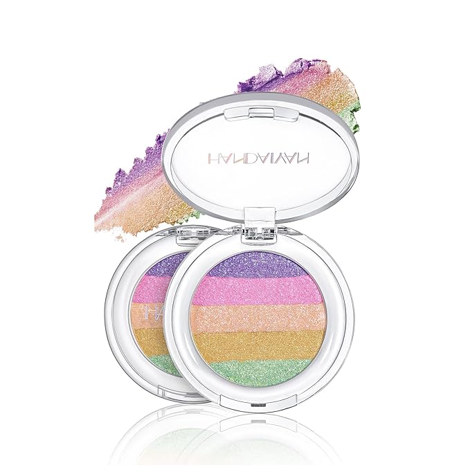 Multi-Use Chameleon Eyeshadow & Highlighter Palette – Iridescent Multichrome Shimmer with Color-Shifting Glow, Long-Lasting Waterproof Glitter Makeup for Eyes, Face & Festival (Rainbow Aurora)