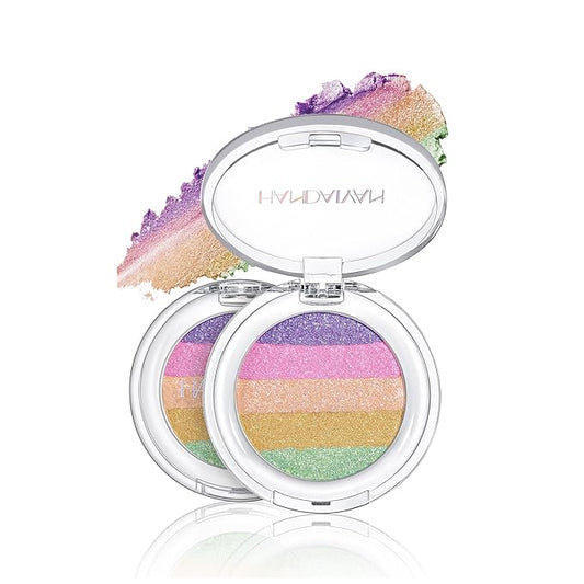 Multi-Use Chameleon Eyeshadow & Highlighter Palette – Iridescent Multichrome Shimmer with Color-Shifting Glow, Long-Lasting Waterproof Glitter Makeup for Eyes, Face & Festival (Rainbow Aurora)