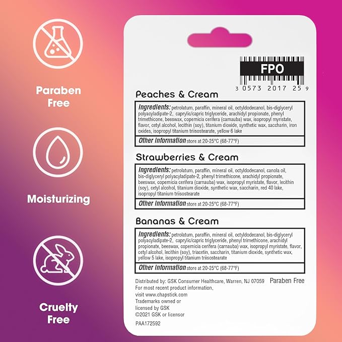 ChapStick Bulk Lip Balm, Fruit & Cream Collection, 3-Packs (12 Sets/36 Tubes) – Sweet & Delicious Lip Care, Birthday Gifts, Party Favors, Stocking Stuffers, 0.15 Oz Ea