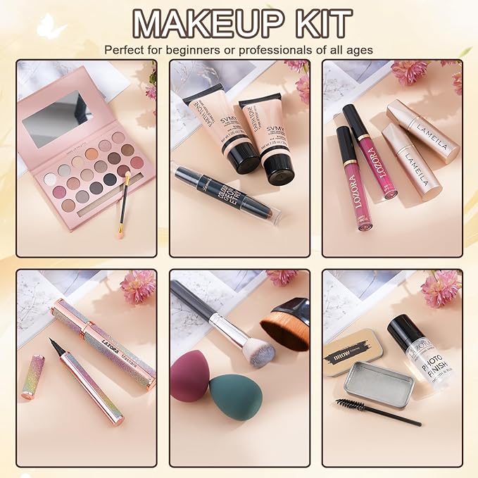 Makeup Kit for Women Full Kit Makeup Sets for Teenagers Makeup Gift Set for Women Teen Girls Includes 18 Colors Eyeshadow Palette Foundation Make Up Sets for Beginners